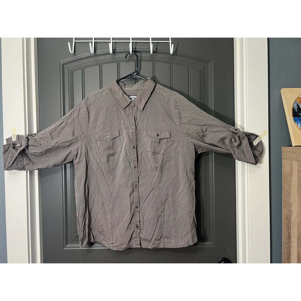 Croft & Barrow Brown Pinstriped Button Up 2x